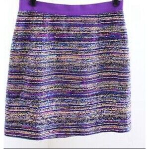 Kate Spade Skirt Size 4 Tweed Striped Mini Skirt Purple Gold Multi 28" Waist
